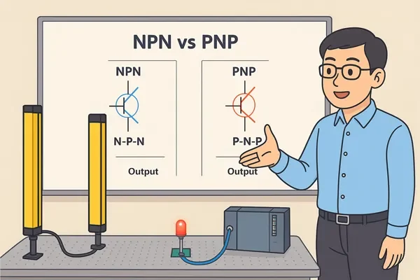 安全光栅中NPN与PNP导电原理与应用